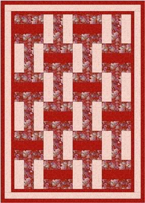 Fabric Cafe Rail Fence Quilt Pattern - Uses Only 3 Yards of Fabric Finished Size: 44"x62"