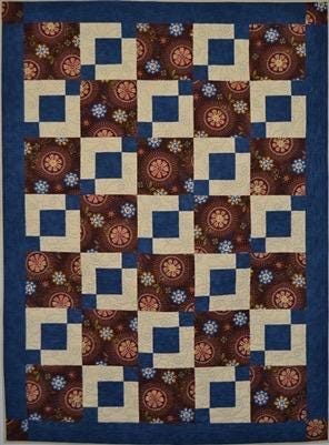 Fabric Cafe Stepping Stones Quilt Pattern - Uses Only 3 Yards of Fabric Finished Size: 43.5"x58.5"