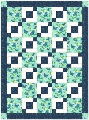 Fabric Cafe Stepping Stones Quilt Pattern - Uses Only 3 Yards of Fabric Finished Size: 43.5"x58.5"