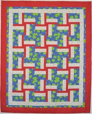 Fabric Cafe Windmill Quilt Pattern - Uses Only 3 Yards of Fabric Finished Size: 44.5"x55.5"