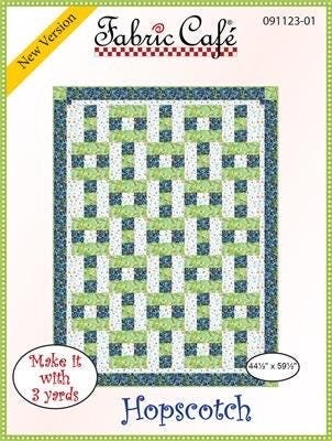 Fabric Cafe HopScotch Quilt Pattern - Uses Only 3 Yards of Fabric Finished Size: 44.5"x59.5"