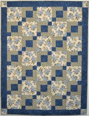 Fabric Cafe Stepping Stones Quilt Pattern - Uses Only 3 Yards of Fabric Finished Size: 43.5"x58.5"