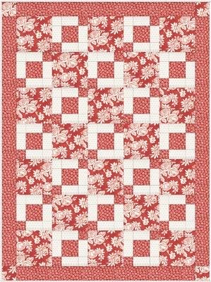 Fabric Cafe Stepping Stones Quilt Pattern - Uses Only 3 Yards of Fabric Finished Size: 43.5"x58.5"