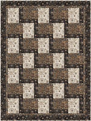 Fabric Cafe Stepping Up Quilt Pattern - Uses Only 3 Yards of Fabric Finished Size: 44.5"x59.5"