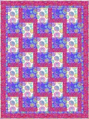 Fabric Cafe Stepping Up Quilt Pattern - Uses Only 3 Yards of Fabric Finished Size: 44.5"x59.5"