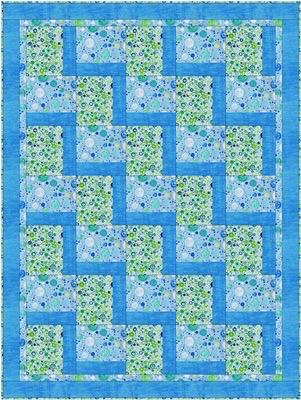 Fabric Cafe Stepping Up Quilt Pattern - Uses Only 3 Yards of Fabric Finished Size: 44.5"x59.5"