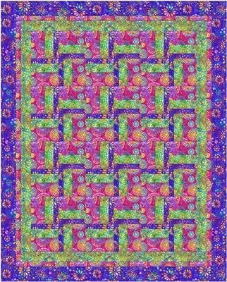 Fabric Cafe Windmill Quilt Pattern - Uses Only 3 Yards of Fabric Finished Size: 44.5"x55.5"