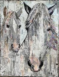 Laura Heine White Horse Collage Quilt Pattern Finished Size: 36"x47"