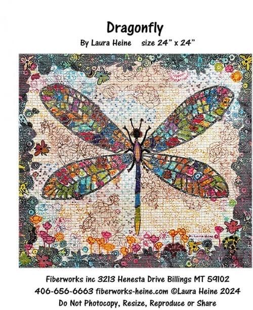 Laura Heine Dragonfly Collage Wall Quilt Pattern Finished Size: 24"x24"