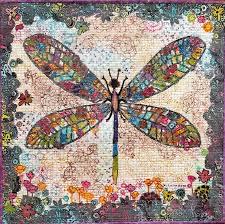 Laura Heine Dragonfly Collage Wall Quilt Pattern Finished Size: 24"x24"
