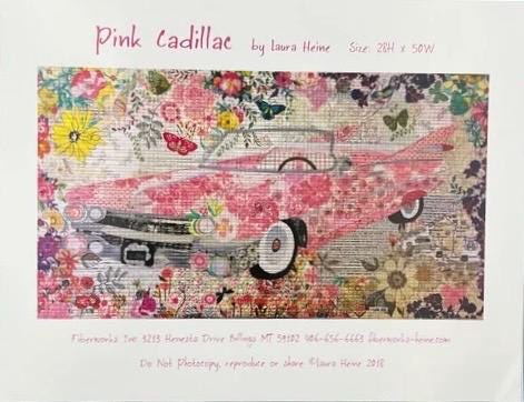 Laura Heine Pink Cadillac Quilt Pattern Finished Size: 28"x50"
