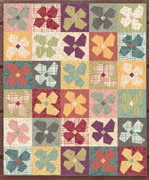 One Sister Crazy Blooms Quilt Pattern Book - 2 Size Variations Per Pattern