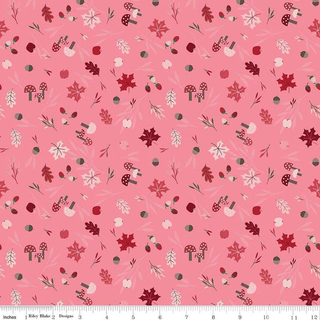 Riley Blake Jennifer Long To Grandmother's House Fabric Collection Foraging in the Forest on Pink Premium 100% Cotton Fabrics