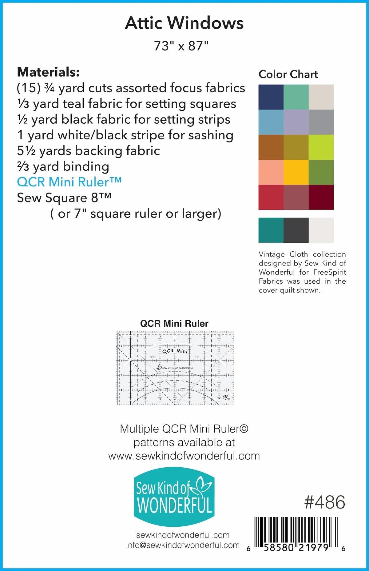 Sew Kind of Wonderful Attic Windows Quilt Pattern Finished Size: 73"x87"