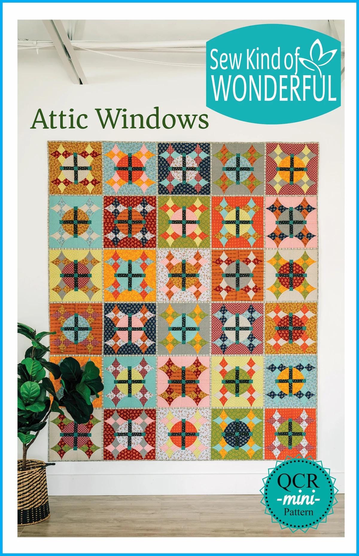 Sew Kind of Wonderful Attic Windows Quilt Pattern Finished Size: 73"x87"