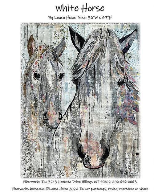 Laura Heine White Horse Collage Quilt Pattern Finished Size: 36"x47"