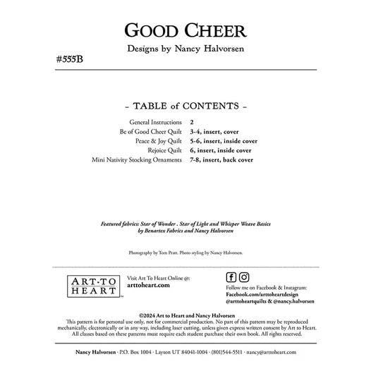 Art to Heart Good Cheer Quilt Pattern Book - 89Projects per Booklet (Softcover) #555B