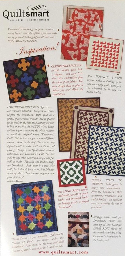 Quiltsmart Drunkard's Path Printed Interfacing & Instructions Pack - 3 Size Variations Per Pack