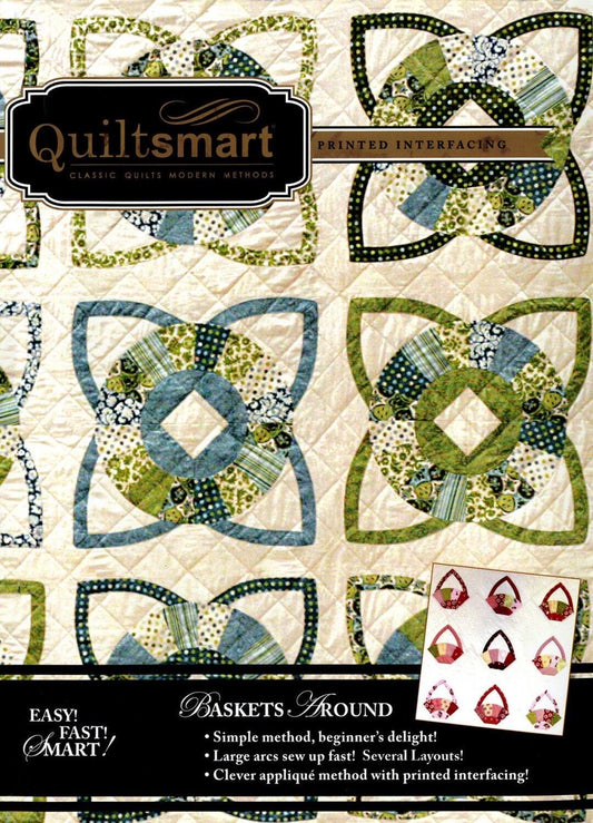 Quiltsmart Baskets Around Printed Interfacing & Instructions Pack - 3 Size Variations Per Pack