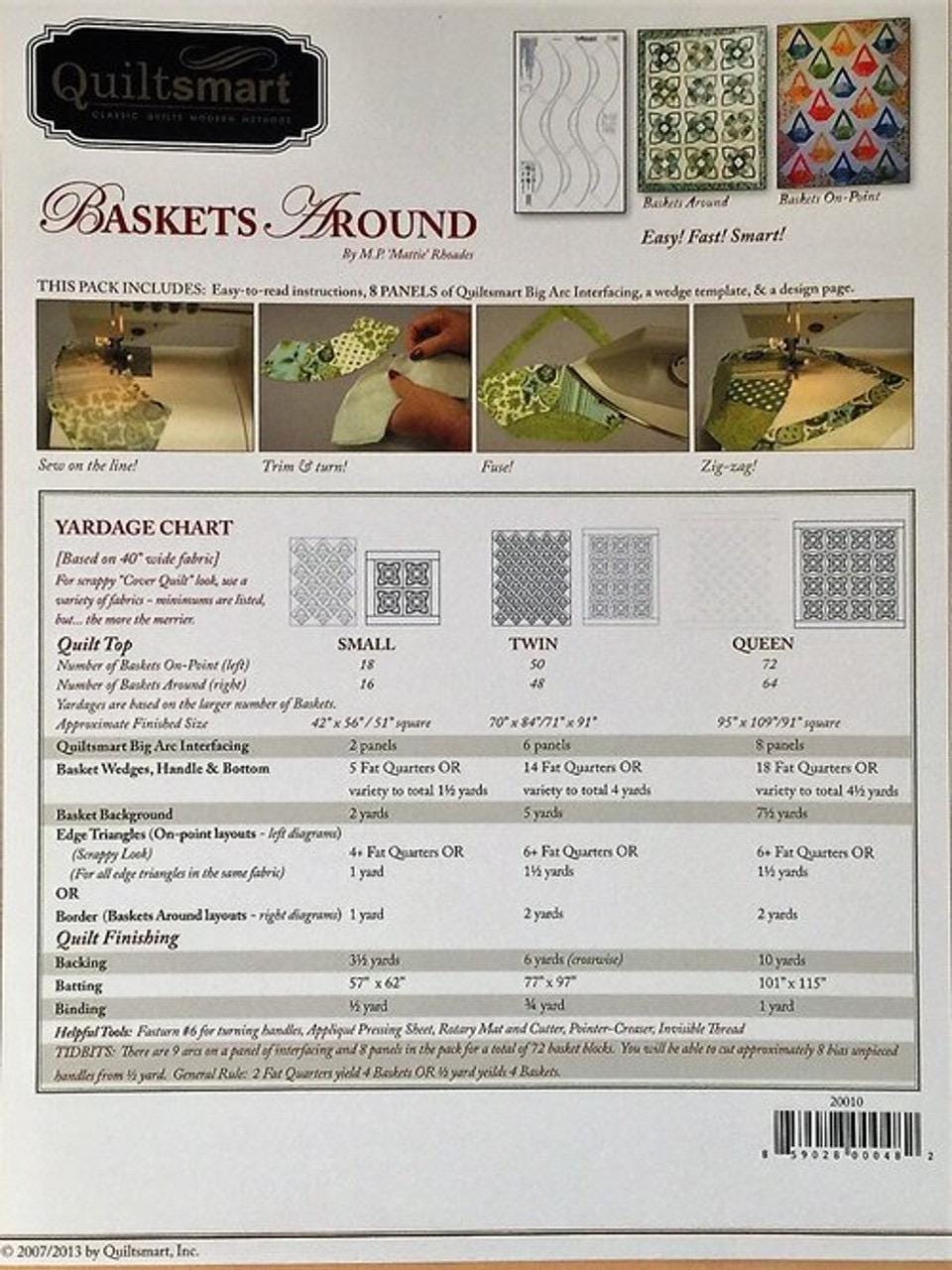 Quiltsmart Baskets Around Printed Interfacing & Instructions Pack - 3 Size Variations Per Pack