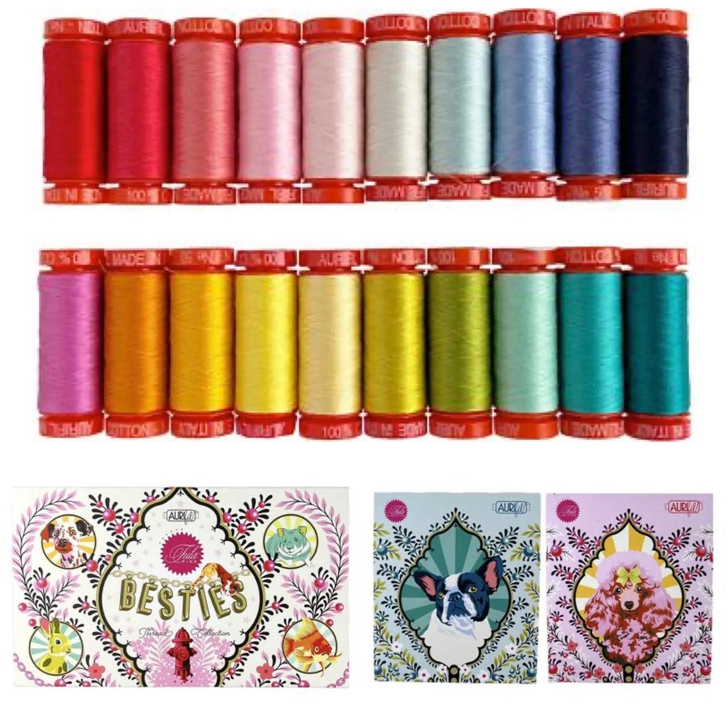 Aurifil Tula Pink Besties 20 Small Spool Thread Set 50WT (Small Spool 220YDS)