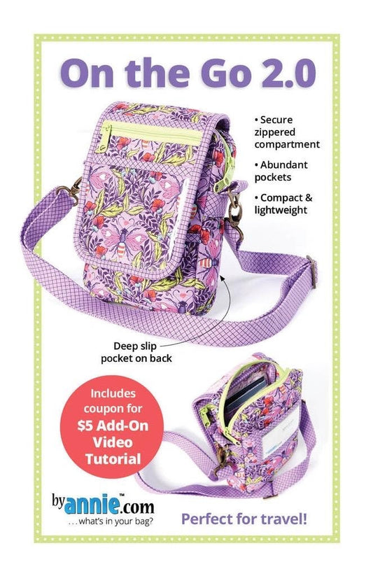 ByAnnie On The Go 2.0 Crossbody Bag Pattern Finished Size 8"x6"x2" (14 Colors of 18"x54" Mesh Packs Sold Separately)