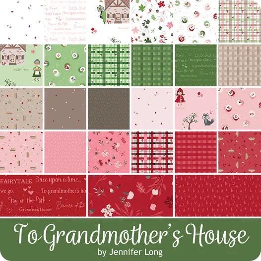 Riley Blake Jennifer Long To Grandmother's House Fabric Collection Big Bad Wolf on Pink Premium 100% Cotton Quilt Shop Quality Fabrics