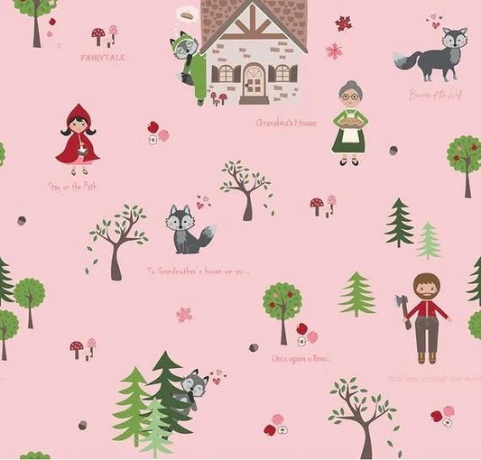 Riley Blake Jennifer Long To Grandmother's House Fabric Collection Through The Woods on Pink Premium 100% Cotton Quilt Shop Quality Fabrics