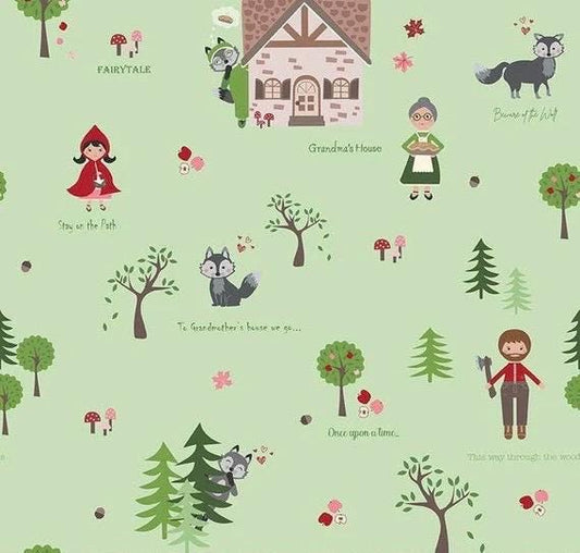 Riley Blake Jennifer Long To Grandmother's House Fabric Collection Through The Woods on Green Premium 100% Cotton Quilt Shop Quality Fabrics