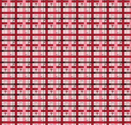 Riley Blake Jennifer Long To Grandmother's House Fabric Collection Lumberjack Plaid on Pink Premium 100% Cotton Quilt Shop Quality Fabrics