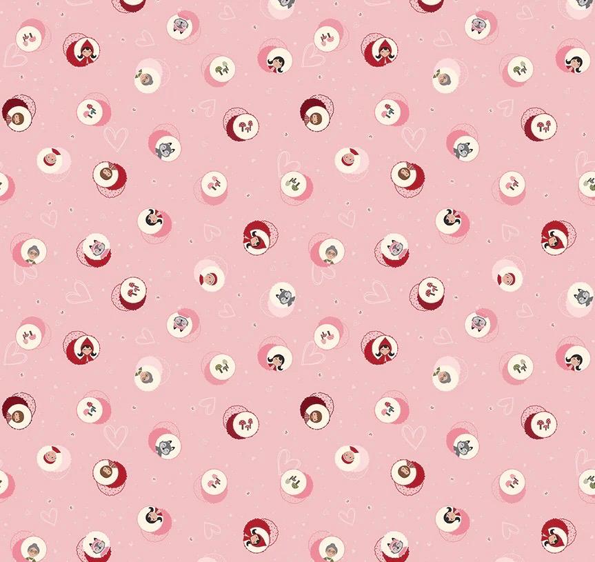Riley Blake Jennifer Long To Grandmother's House Fabric Collection Story Character Cameos on Pink Premium 100% Cotton Fabrics