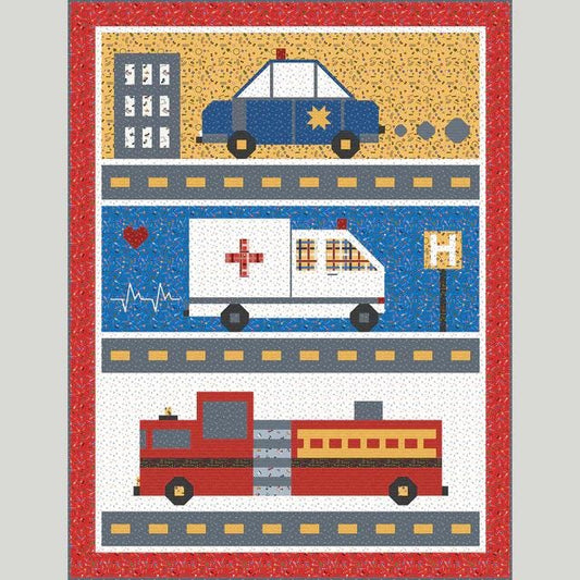 Riley Blake Save The Day Quilt Kit Featuring Jennifer Long It Takes A Village Fabric Collection Finished Size: 70"x92"