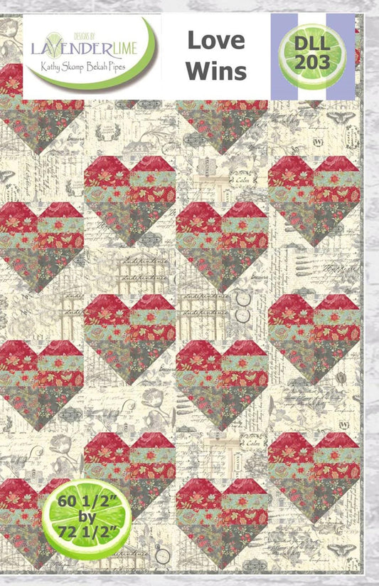 LavenderLime Love Wins Quilt Pattern Finished Size: 60.5"x72.5" DLL203