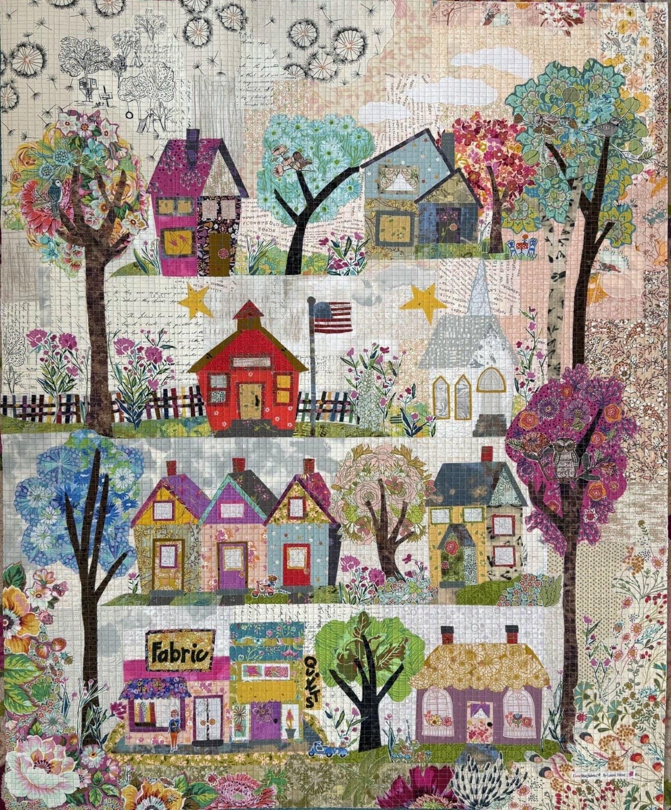 Laura Heine Small Town Charm Collage Wall Quilt Pattern Finished Size: 41"x50"