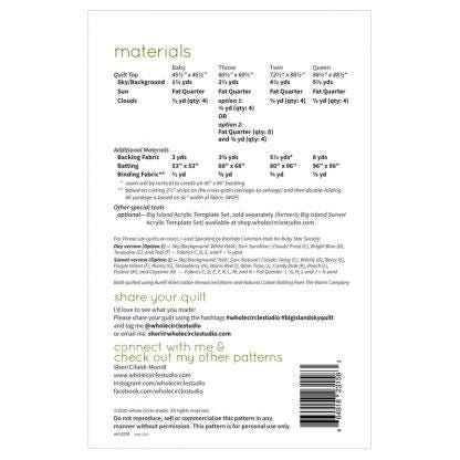 Whole Circle Studio Big Island Sky Quilt Pattern - 4 Size Variations Per Pattern