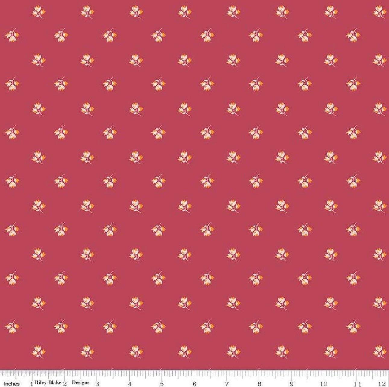 LAST BOLT!! Riley Blake Porch Swing Fabric Collection Tiny Flowers on Berry Premium 100% Cotton Quilt Shop Quality Fabrics