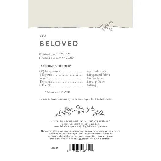 Lella Boutique Beloved Quilt Pattern Finished Size 74.5"x82.5" LB239