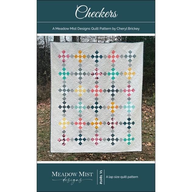 Meadow Mist Designs Checkers Quilt Pattern Finished Size: 64"x75"
