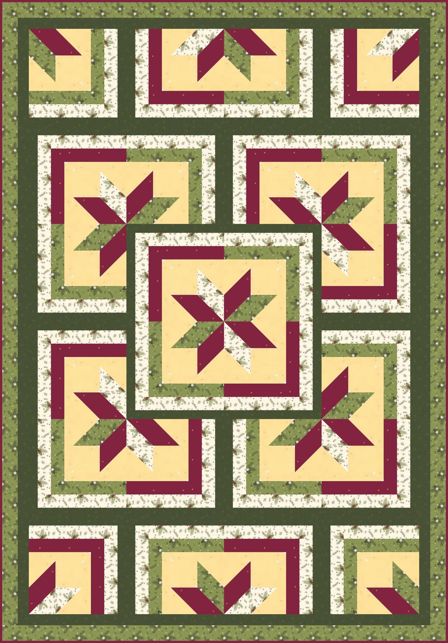 LAST ONE!! Limited Edition Fabric Cafe Zenith Quilt Kit Featuring Riley Blake Silent Night Fabric Collection Finished Size: 50"x72"