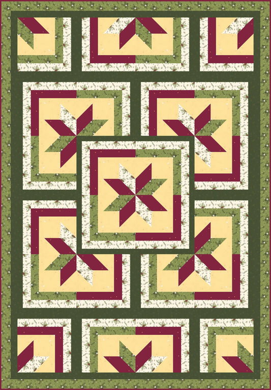 LAST ONE!! Limited Edition Fabric Cafe Zenith Quilt Kit Featuring Riley Blake Silent Night Fabric Collection Finished Size: 50"x72"