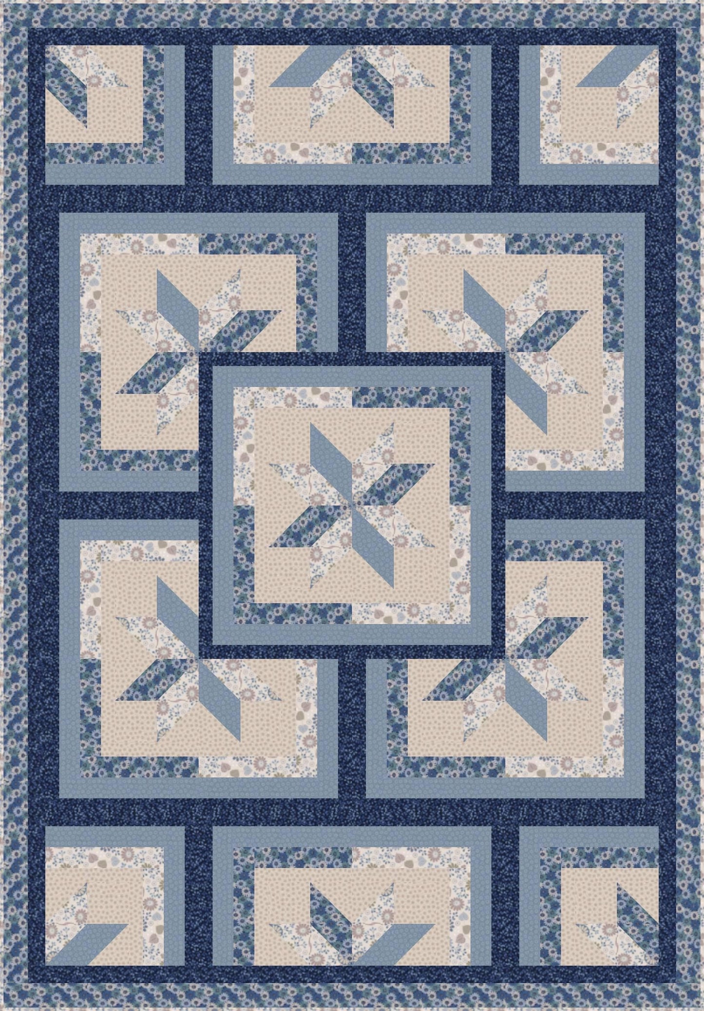 LIMITED EDITION!! Fabric Cafe Zenith Quilt Kit Featuring Lewis & Irene Shinrin Yoku Fabric Collection Finished Size: 50"x72"