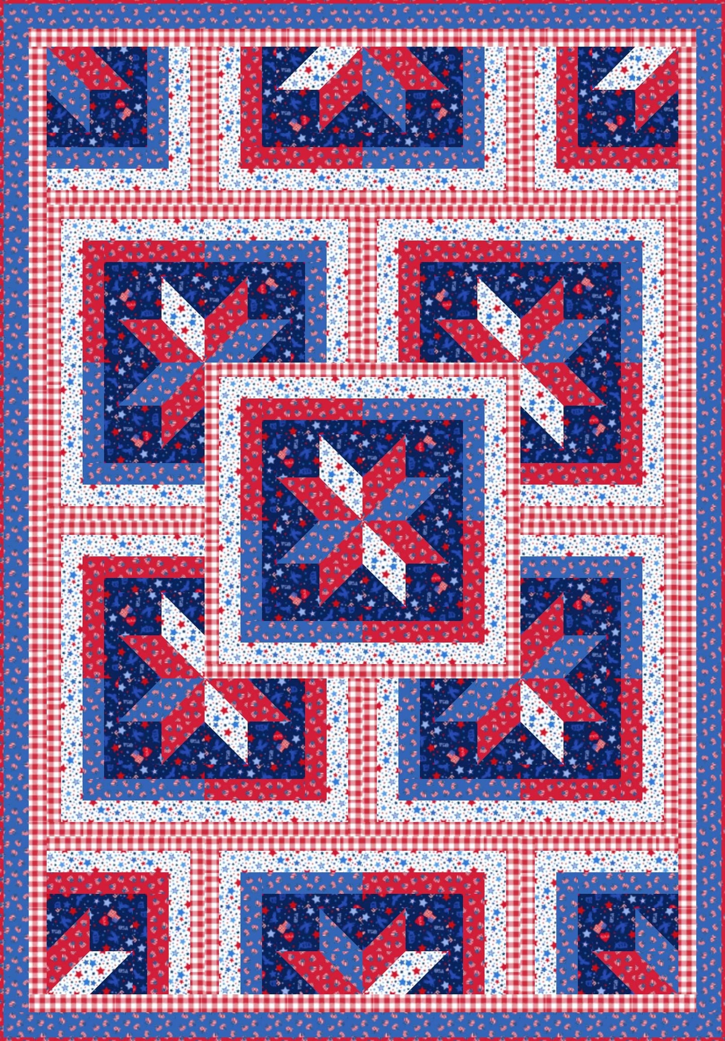 LIMITED EDITION!! Fabric Cafe Zenith Quilt Kit Featuring Lewis & Irene Americana Fabric Collection Finished Size: 50"x72"