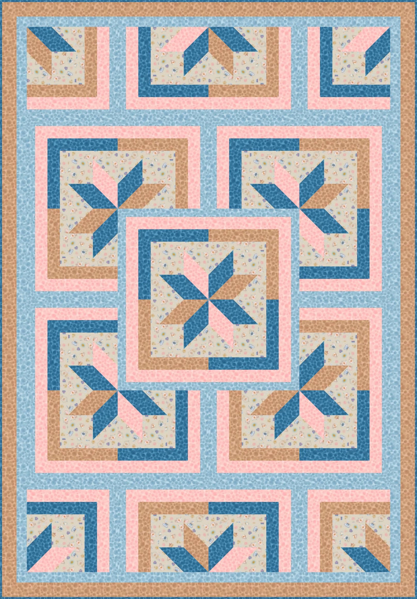 LIMITED EDITION!! Fabric Cafe Zenith Quilt Kit Featuring Lewis & Irene Jubilee Fabric Collection Finished Size: 50"x72"