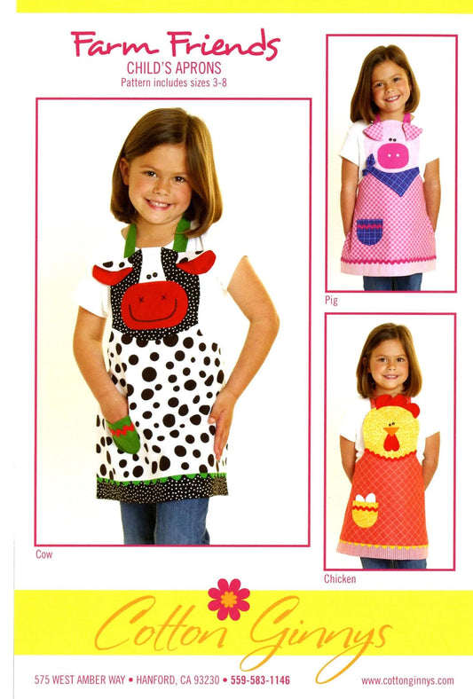 Cotton Ginny's Farm Friends Child's Aprons Pattern
