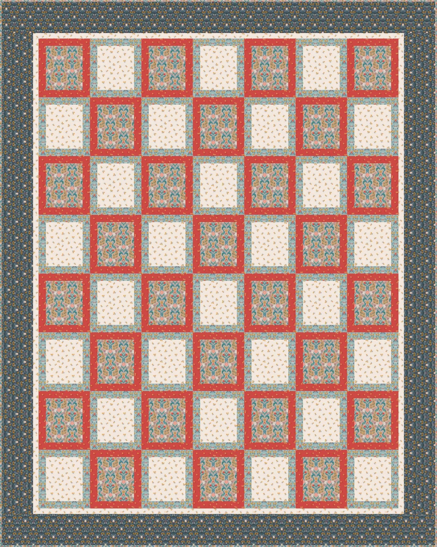 LIMITED EDITION!! Fabric Cafe Block Party Quilt Kit Featuring Lewis & Irene Wintertide Fabric Collection Finished Size: 59"x74"