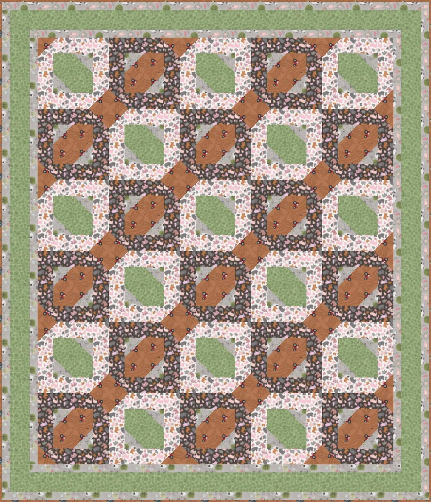 LIMITED EDITION!! Fabric Cafe Passage Quilt Kit Featuring Lewis & Irene Piggy Tails Fabric Collection Finished Size: 54”x63"