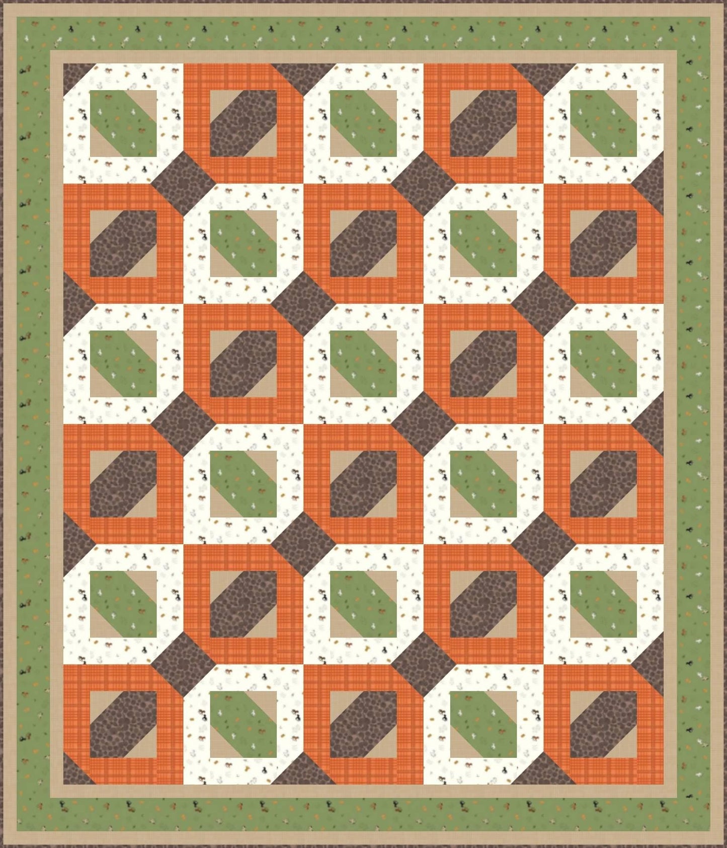 LIMITED EDITION!! Fabric Cafe Passage Quilt Kit Featuring Riley Blake Country Life Fabric Collection Finished Size: 54”x63"