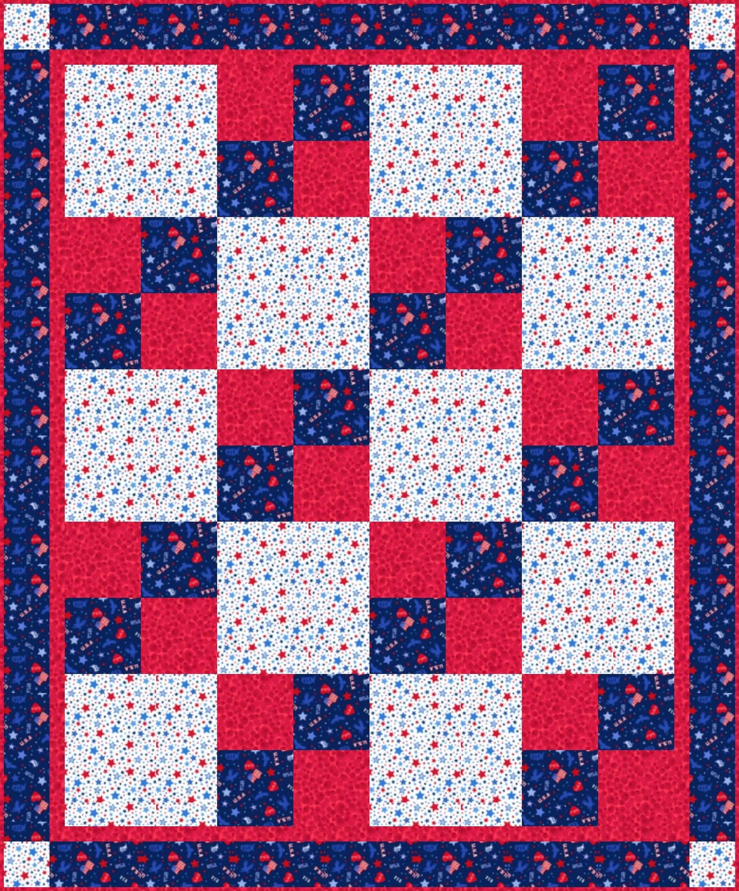 LIMITED EDITION!! Fabric Cafe Sew Quick Quilt Kit Featuring Lewis & Irene Americana Fabric Collection Finished Size: 48.5"x58.5"