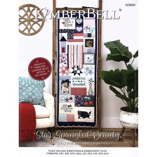 Kimberbell Star Spangled Beauty Ladder Quilt Collection (Options: Machine Embroidery CD, Embellishment Kit, Fabric Kit, and Thread Set)