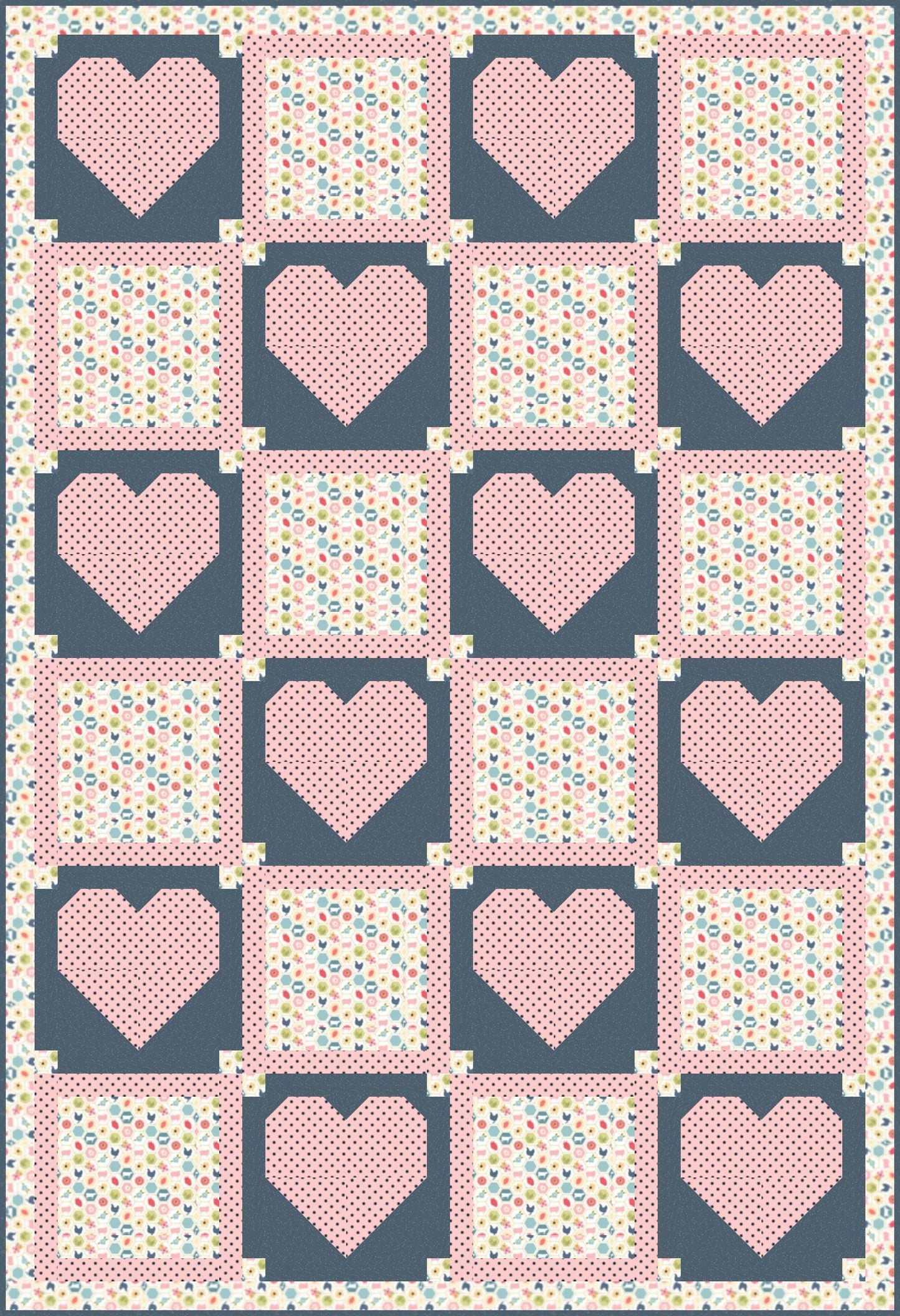 LIMITED EDITION!! Fabric Cafe Amore Quilt Kit Featuring Poppie Cotton Sunshine & Chamomile Fabric Collection Finished Size: 39"x57"